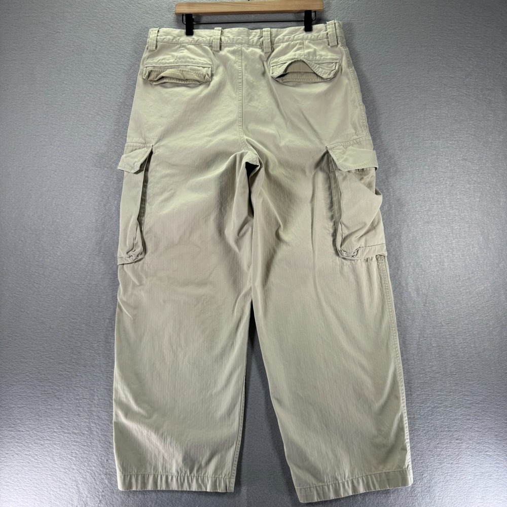Vintage Gap Cargo Pants Men 36x30 Beige Straight Wide Leg Heavyweight Trendy 90s - Picture 2 of 15